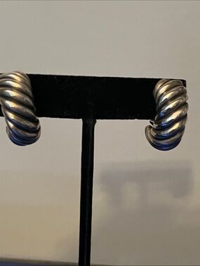 David Yurman Sterling Silver Twisted Hoop Earrings